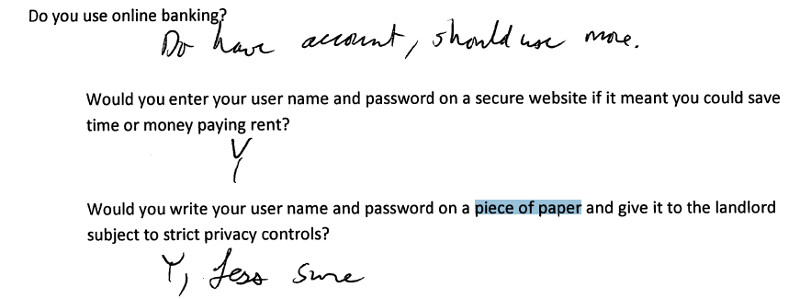 screenshot of renter survey data about whether they would pay rent online